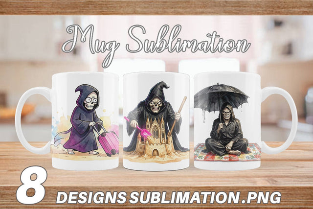 Mug Wrap Sarcastic Aloha Reaper Watercolor Sublimation artnoy 