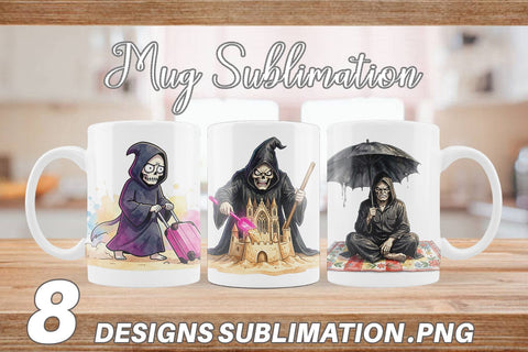 Mug Wrap Sarcastic Aloha Reaper Watercolor Sublimation artnoy 