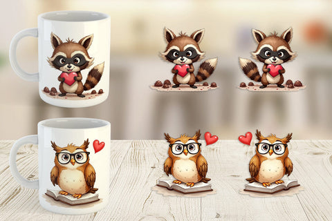 Mug Wrap Sarcastic Animals Valentine Cynical Critters Watercolor Sublimation artnoy 