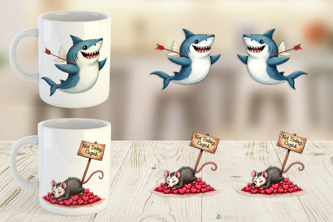 Mug Wrap Sarcastic Animals Valentine Cynical Critters Watercolor Sublimation artnoy 