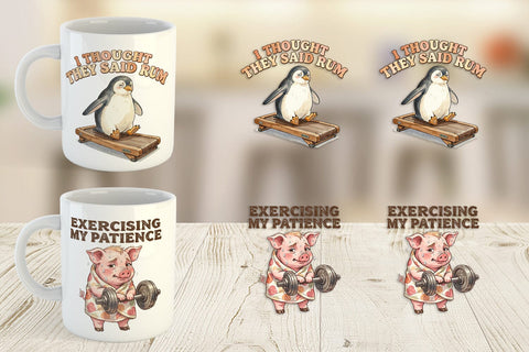 Mug Wrap Sarcastic Anti Fitness Vintage Sublimation artnoy 