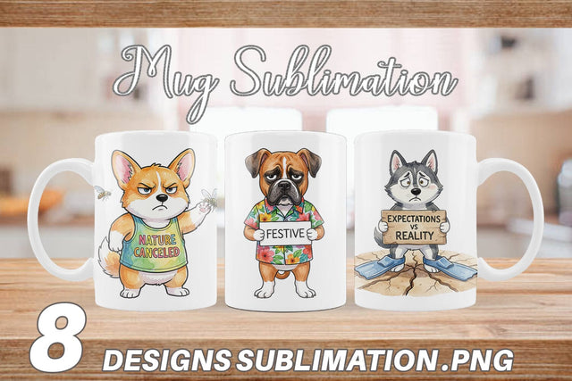 Mug Wrap Sarcastic Anti Summer Dog Watercolor Sublimation artnoy 