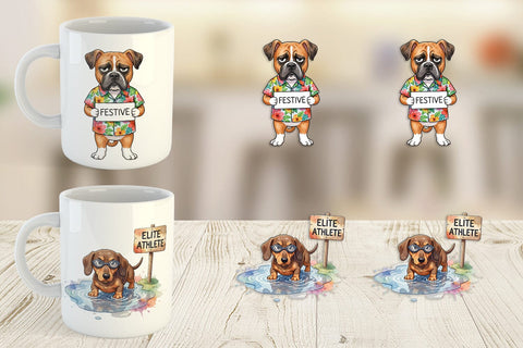 Mug Wrap Sarcastic Anti Summer Dog Watercolor Sublimation artnoy 