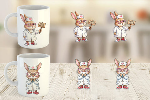 Mug Wrap Sarcastic Bunny Nurse Vibes Sublimation artnoy 