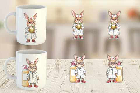 Mug Wrap Sarcastic Bunny Nurse Vibes Sublimation artnoy 