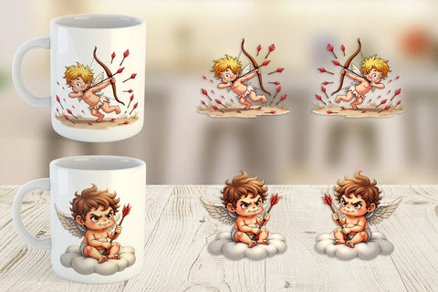 Mug Wrap Sarcastic Cupid Watercolor Funny Anti-Valentine Sublimation artnoy 