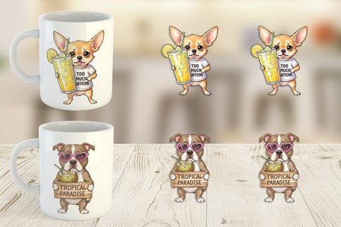 Mug Wrap Sarcastic Heatwave Dog Watercolor Sublimation artnoy 