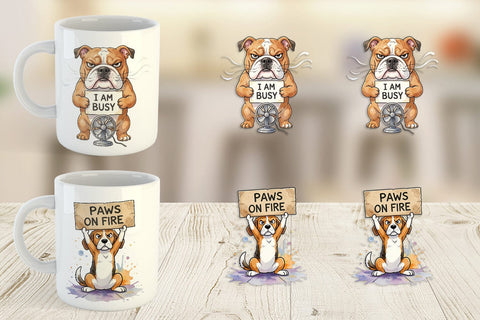 Mug Wrap Sarcastic Heatwave Dog Watercolor Sublimation artnoy 