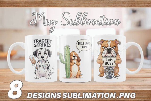 Mug Wrap Sarcastic Heatwave Dog Watercolor Sublimation artnoy 