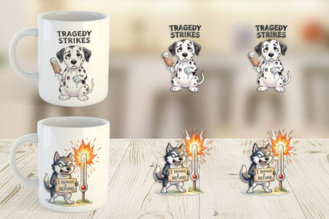 Mug Wrap Sarcastic Heatwave Dog Watercolor Sublimation artnoy 