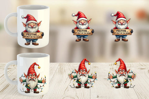 Mug Wrap Sarcastic Holiday Gnomes Watercolor Sublimation artnoy 