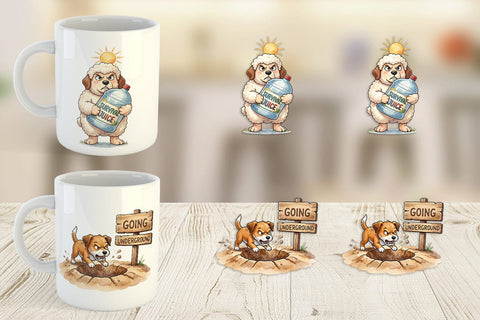 Mug Wrap Sarcastic Lazy Summer Dog Watercolor Sublimation artnoy 