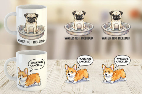 Mug Wrap Sarcastic Lazy Summer Dog Watercolor Sublimation artnoy 