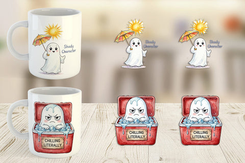 Mug Wrap Sarcastic Melting Ghost Watercolor Sublimation artnoy 
