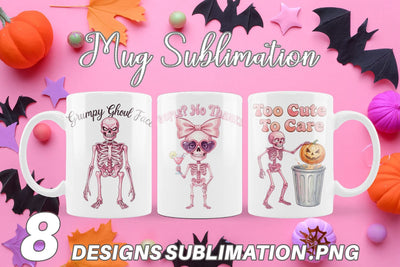 Mug Wrap Sarcastic Pink Skeleton Coquette Sublimation artnoy 