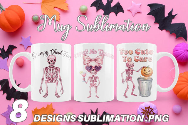 Mug Wrap Sarcastic Pink Skeleton Coquette Sublimation artnoy 