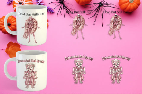 Mug Wrap Sarcastic Pink Skeleton Coquette Sublimation artnoy 