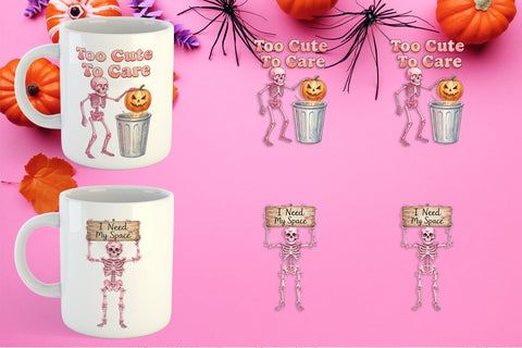 Mug Wrap Sarcastic Pink Skeleton Coquette Sublimation artnoy 