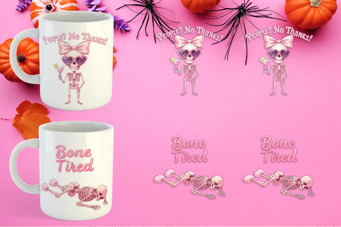 Mug Wrap Sarcastic Pink Skeleton Coquette Sublimation artnoy 