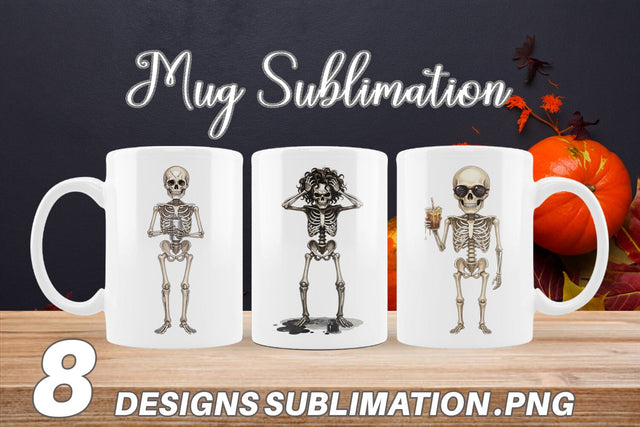 Mug Wrap Sarcastic Skeleton Dark Academia Sublimation artnoy 