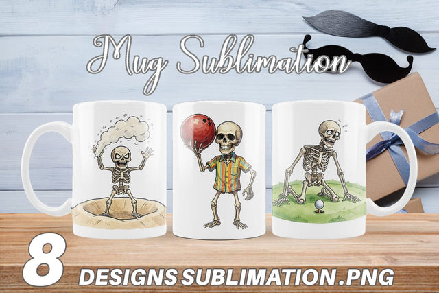 Mug Wrap Sarcastic Sports Dad Bone Watercolor Sublimation artnoy 