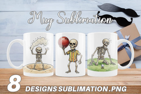 Mug Wrap Sarcastic Sports Dad Bone Watercolor Sublimation artnoy 
