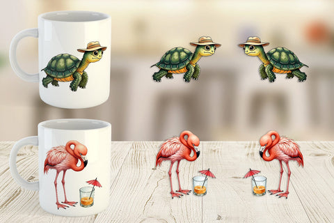 Mug Wrap Sarcastic Summer Animals Watercolor Sublimation artnoy 