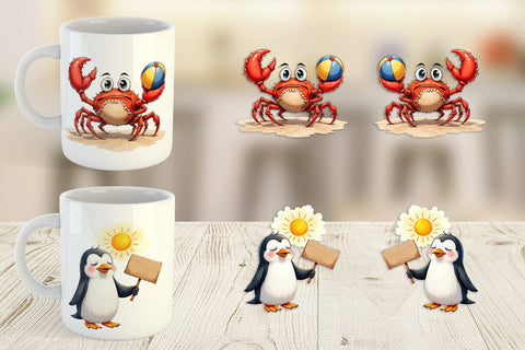 Mug Wrap Sarcastic Summer Animals Watercolor Sublimation artnoy 