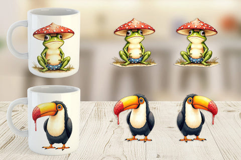 Mug Wrap Sarcastic Summer Animals Watercolor Sublimation artnoy 