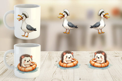 Mug Wrap Sarcastic Summer Animals Watercolor Sublimation artnoy 