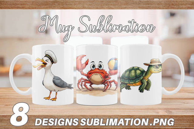 Mug Wrap Sarcastic Summer Animals Watercolor Sublimation artnoy 