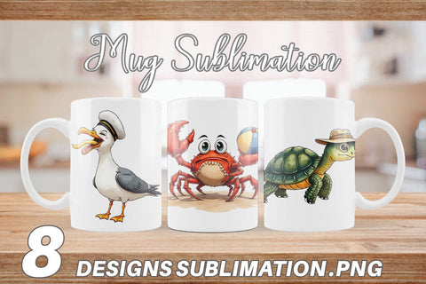 Mug Wrap Sarcastic Summer Animals Watercolor Sublimation artnoy 
