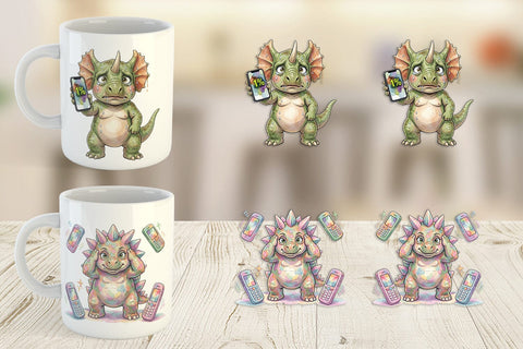 Mug Wrap Sarcastic Tech Fatigued Dinosaur Sublimation artnoy 