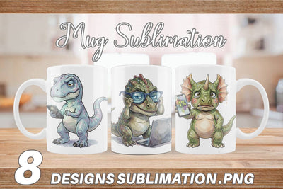 Mug Wrap Sarcastic Tech Fatigued Dinosaur Sublimation artnoy 