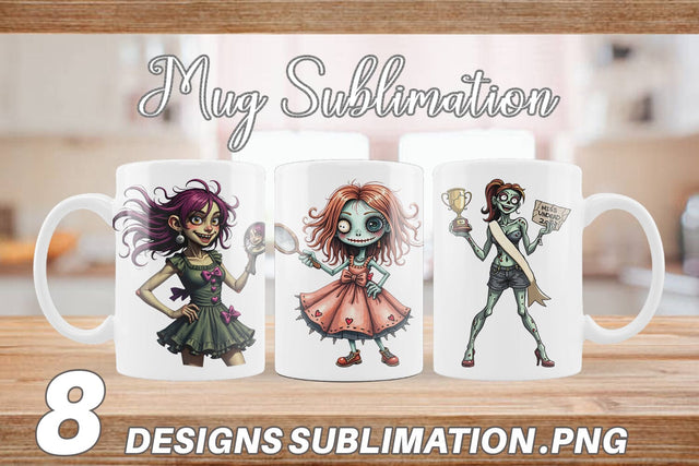Mug Wrap Sarcastic Zombie Girls Sublimation artnoy 