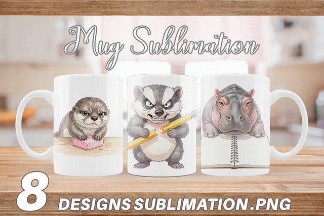 Mug Wrap Sassy Grumpy School Animal Sublimation artnoy 