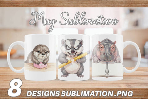 Mug Wrap Sassy Grumpy School Animal Sublimation artnoy 