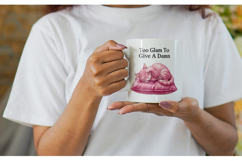 Mug Wrap Sassy Pink Cat Halloween Watercolor Sublimation artnoy 