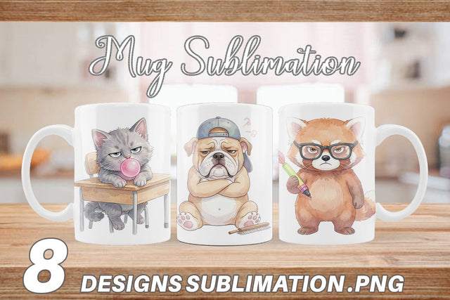 Mug Wrap Sassy Rebellious School Animal Sublimation artnoy 