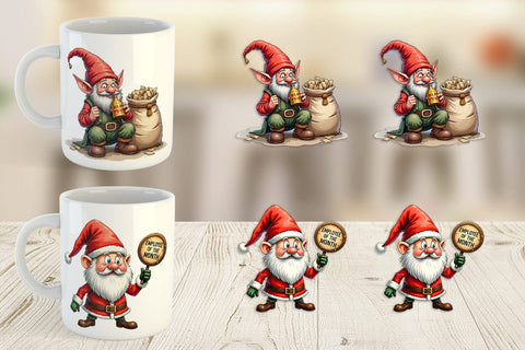 Mug Wrap Sassy Santa's Helpers: Watercolor Gnome Crew Sublimation artnoy 