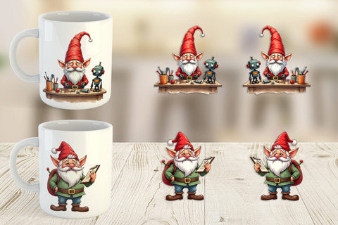 Mug Wrap Sassy Santa's Helpers: Watercolor Gnome Crew Sublimation artnoy 