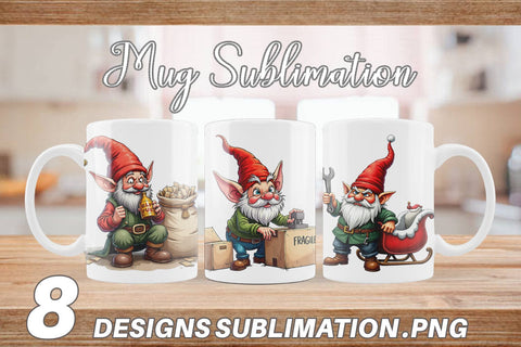 Mug Wrap Sassy Santa's Helpers: Watercolor Gnome Crew Sublimation artnoy 