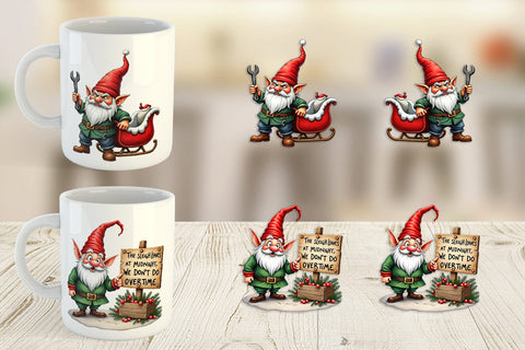 Mug Wrap Sassy Santa's Helpers: Watercolor Gnome Crew Sublimation artnoy 
