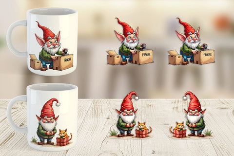 Mug Wrap Sassy Santa's Helpers: Watercolor Gnome Crew Sublimation artnoy 