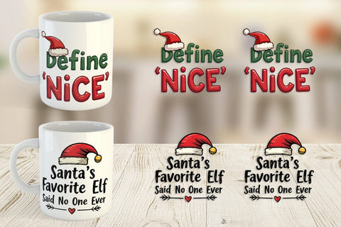 Mug Wrap Sassy Santa's Sayings Sarcastic Christmas Quotes Sublimation artnoy 