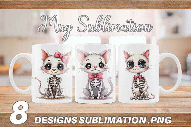 Mug Wrap Sassy Skeleton Cat Sublimation artnoy 