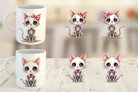 Mug Wrap Sassy Skeleton Cat Sublimation artnoy 