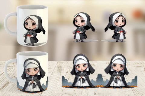 Mug Wrap Scary Halloween Nun Sublimation artnoy 