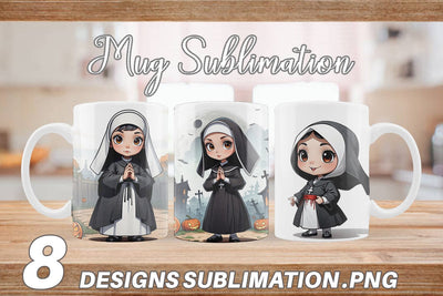 Mug Wrap Scary Halloween Nun Sublimation artnoy 