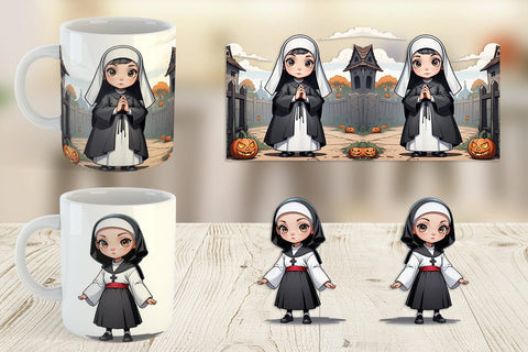 Mug Wrap Scary Halloween Nun Sublimation artnoy 